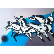 Canvas Painting Print- Horses Motif Hand Paintings RashidKhan Style 02 
