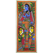 Krishna with Gopis Madhubani & Mithila Painting Hand Paintings SJHAMITHILA 