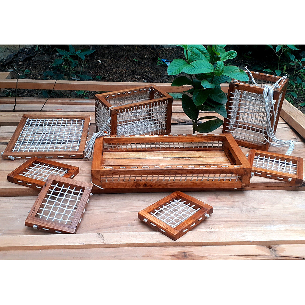 Vintage Style wooden tray set collection