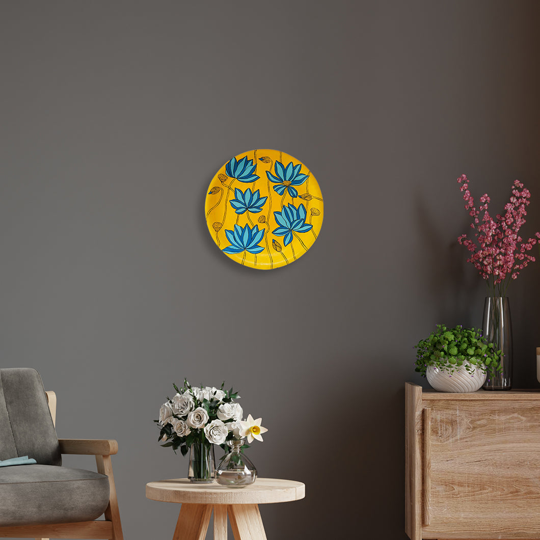 Pichwai Blue Floral Hand-Painted Wall Plate