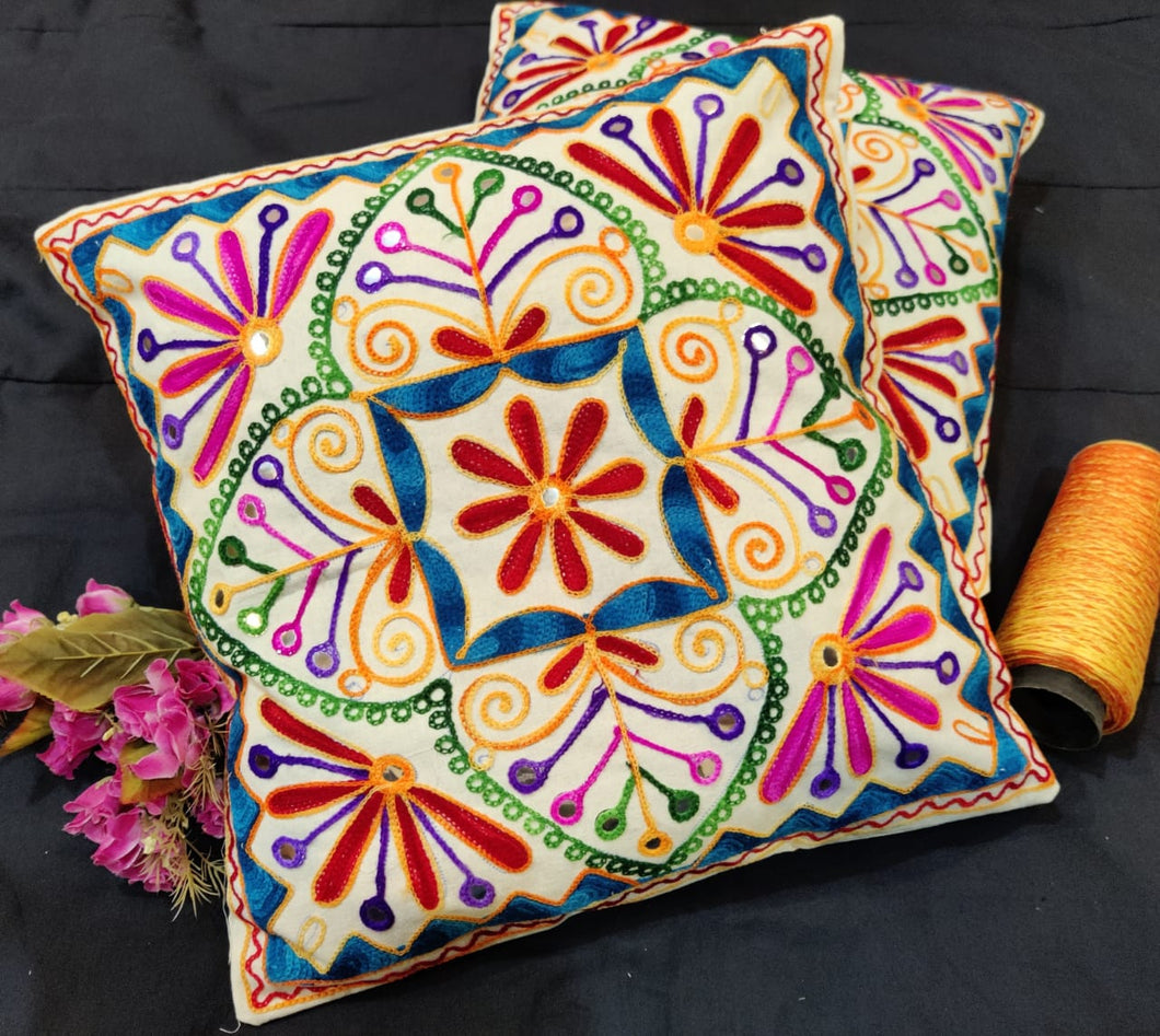 Traditional Indian embroidery Cushion Cover (Set of 5)Traditional Indian embroidery Cushion Cover (Set of 5)