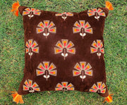 Flower Brown - Gotta Patti And Zardozi Cushion Cover