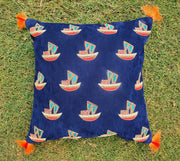 Boat Navy Blue - Gotta Patti And Zardozi Cushion Cover
