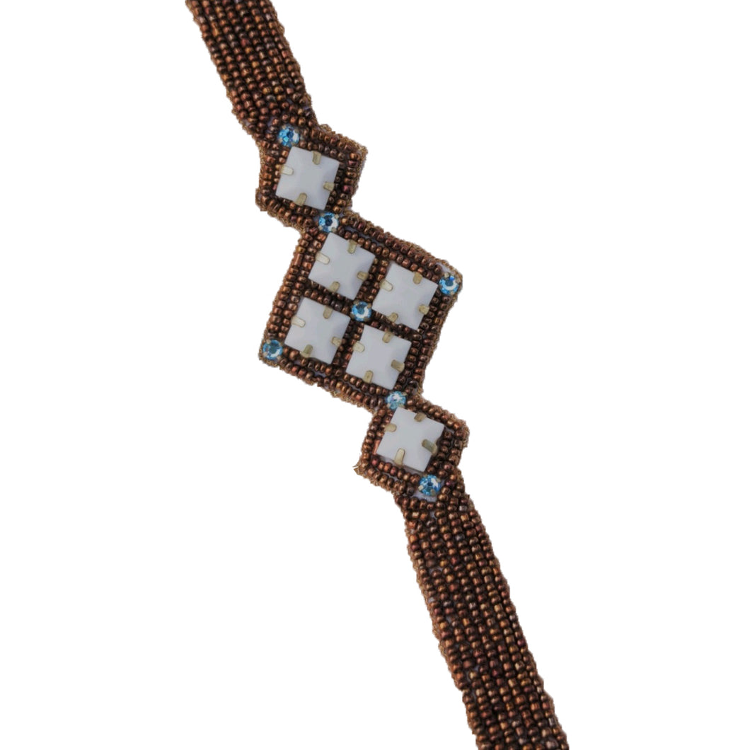 Copper color beaded hand embroidered Choker Necklace