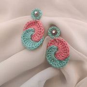 Light Turquoise and Pink Crochet Earrings