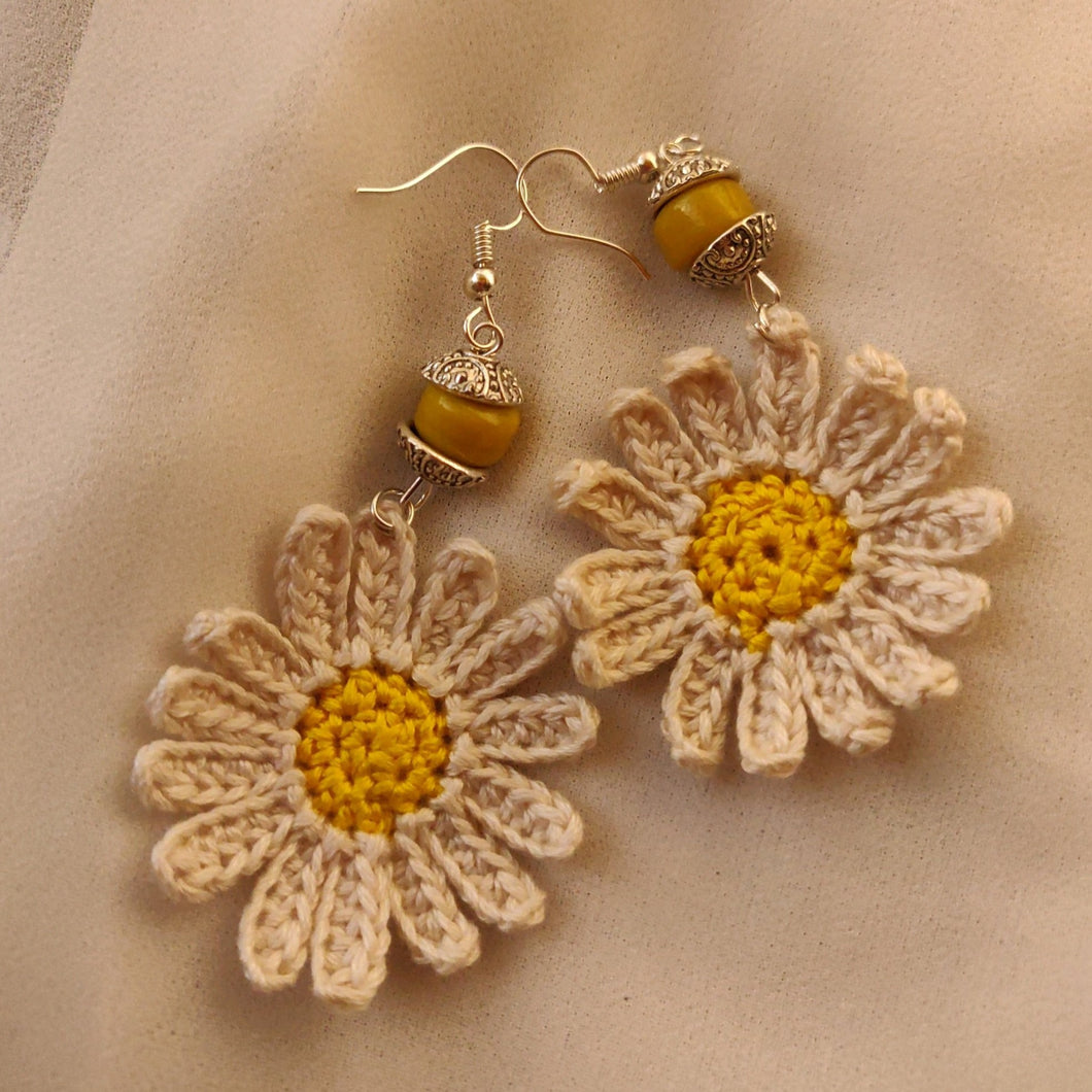 Crochet flower choker necklace and Earring Set