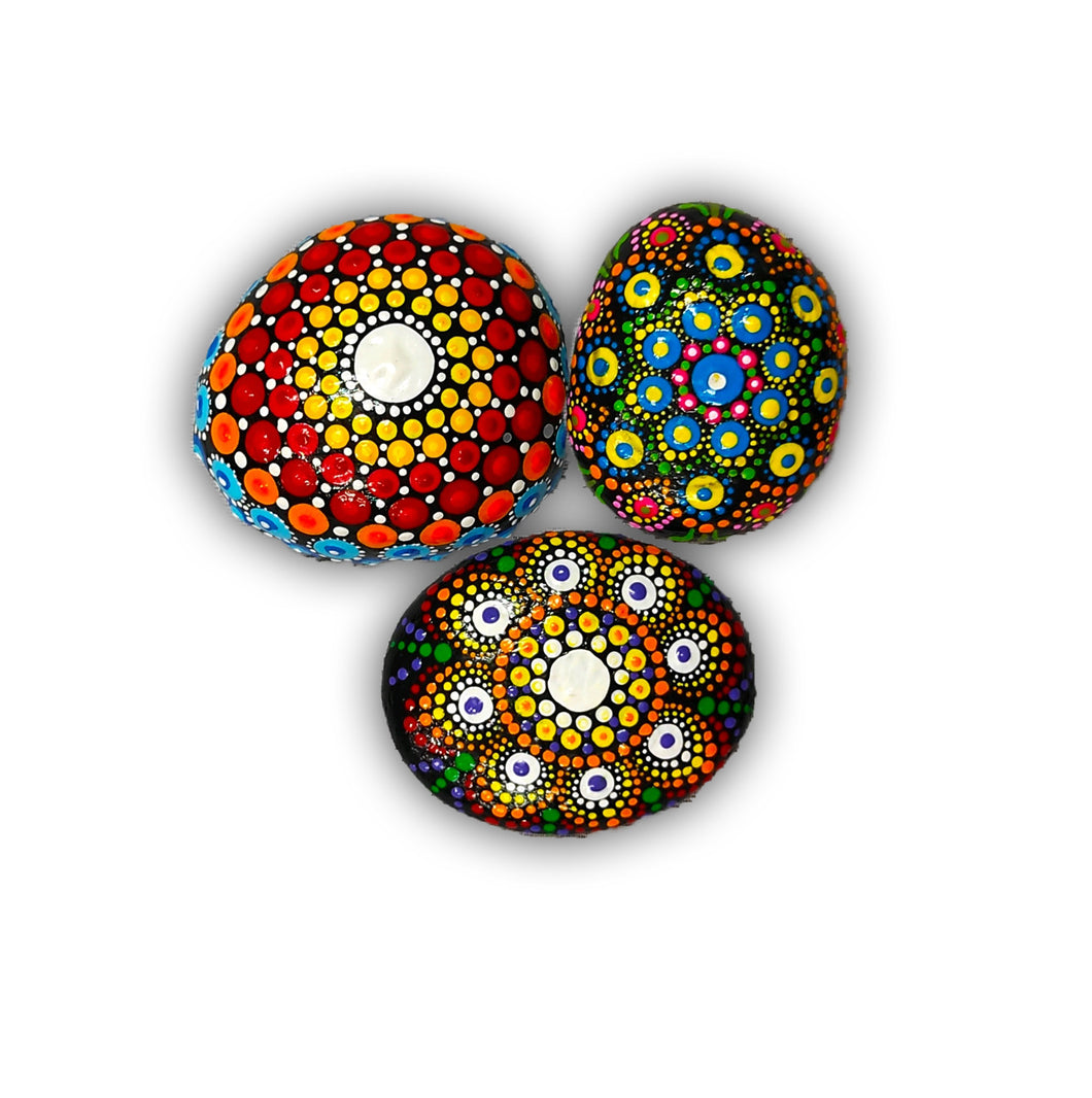 Handpainted stones with Mandala art(set of 3) 