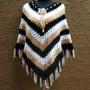 Black and Brown Crochet Poncho