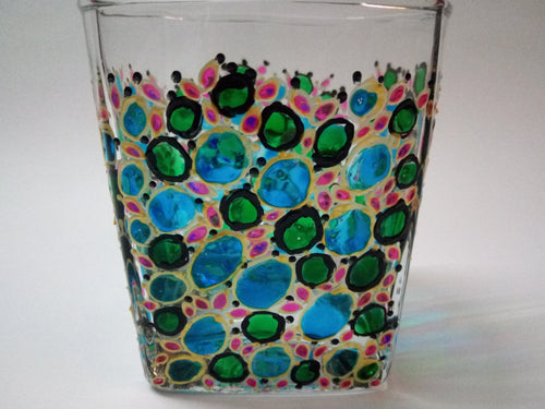 Blue Green Bubble Glass, Tumbler Glassware KKH 