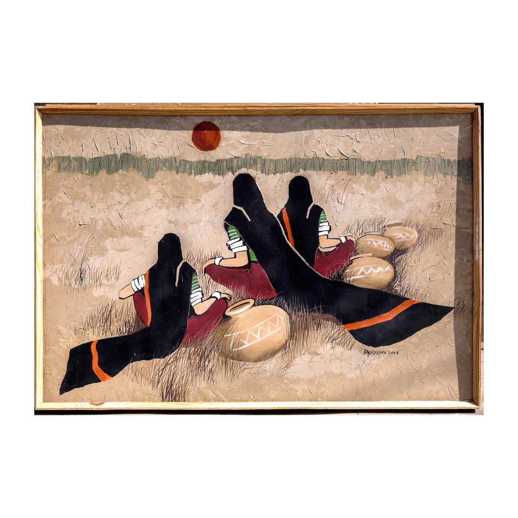 Canvas Painting Print - Life of Kutch Series 4 Hand Paintings RashidKhan Style 01 