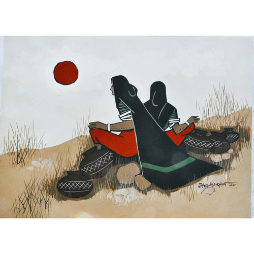 Canvas Painting Print - Life of Kutch Series 6 Hand Paintings RashidKhan 
