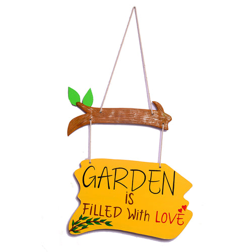 Handmade Wooden Garden Is Filled With Love Hanging Signboard