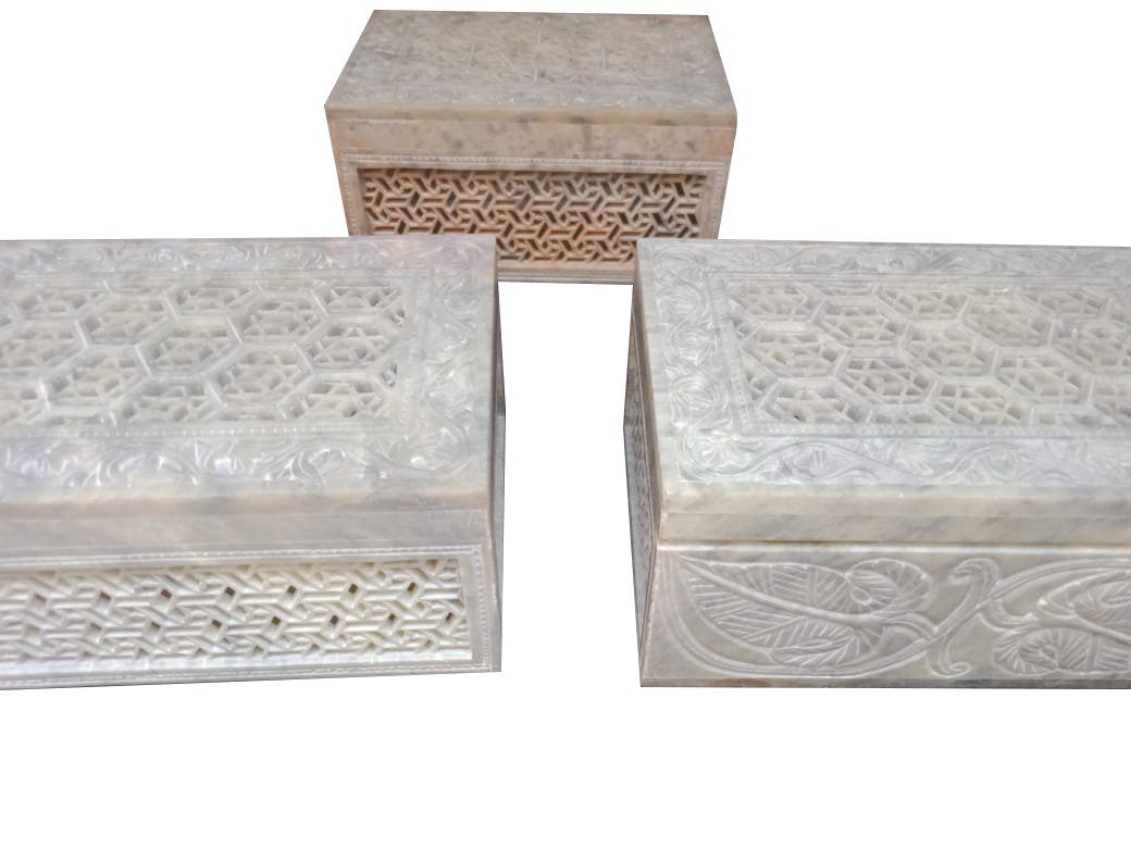 Hand-Carved Jewelry Box on Gaurara Stone Box RahulUP 