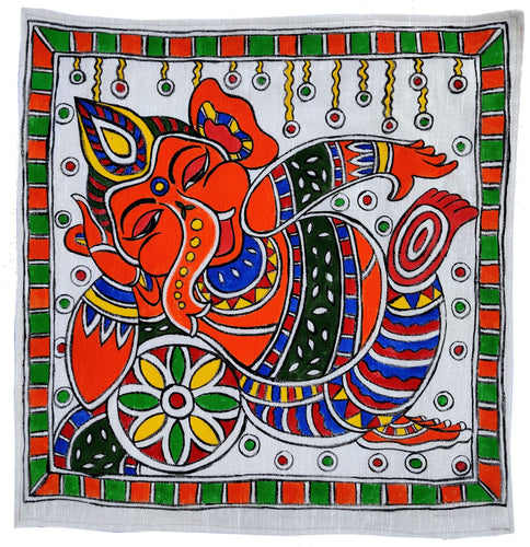 Hand painted Ganesha cushion cover Cushion Cover Mytr