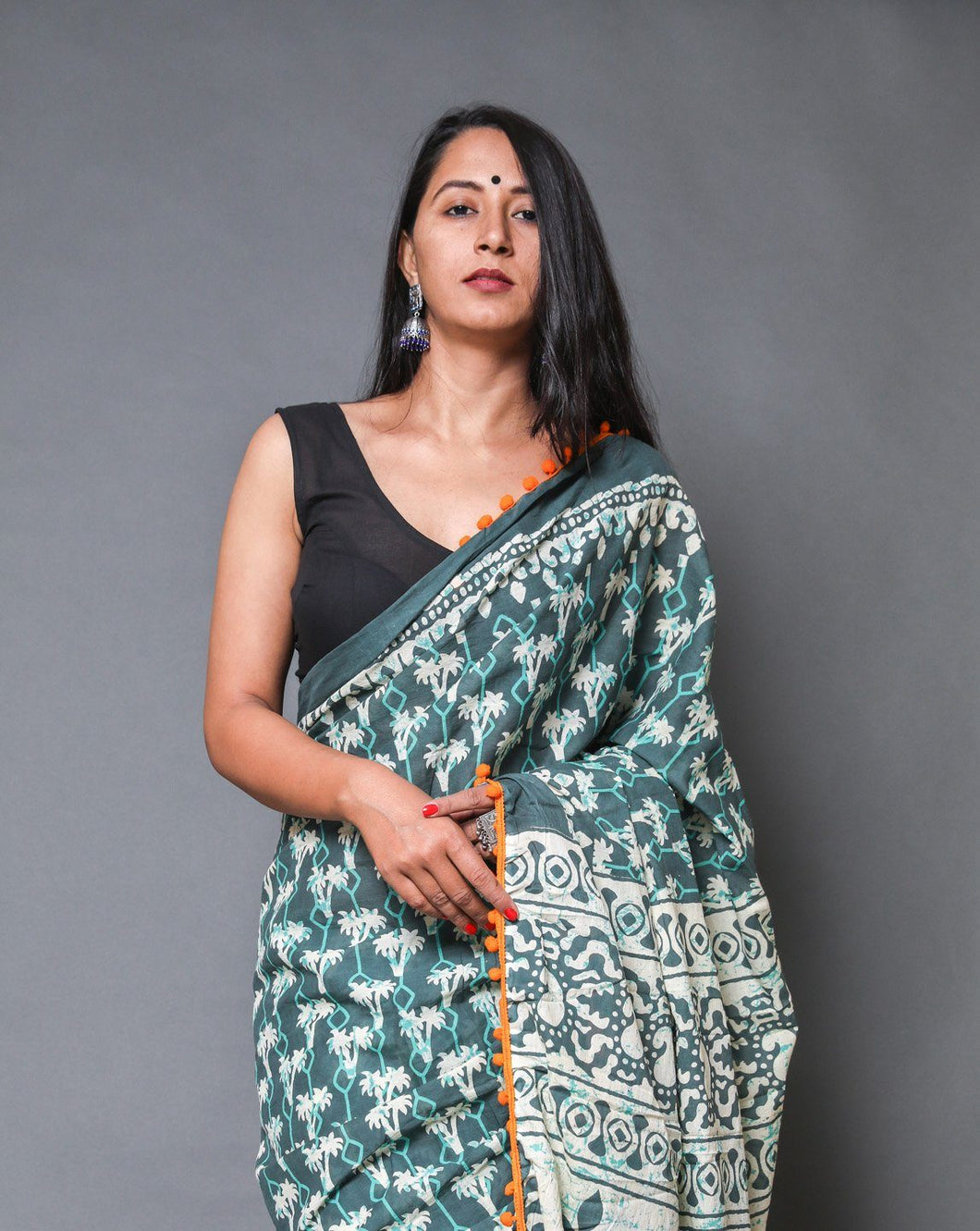 Joypur Fashions Mul Cotton Pom-Pom Lace Saree with Blouse Piece Saree AmitJaipur 
