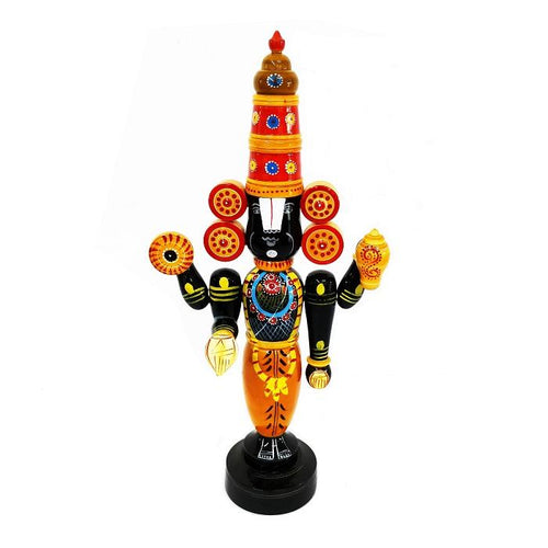 Lord Venkateshwara Yellow Wooden Idol Wooden Craft AnilKolagani 