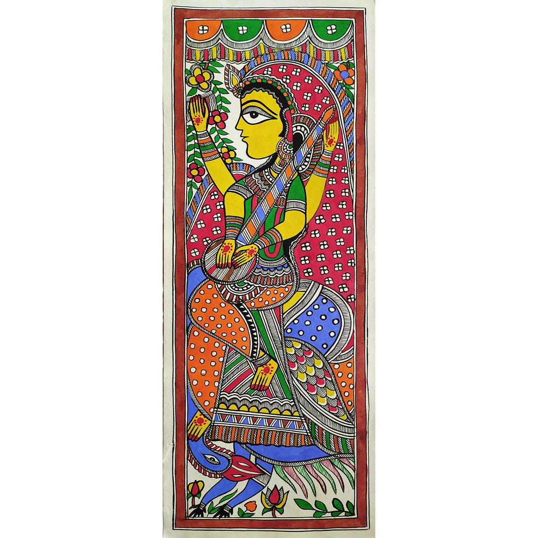 Ma Saraswati Madhubani & Mithila Painting Hand Paintings SJHAMITHILA 