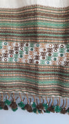 Merino Wool Shawl with Green and Brown Embroidery Mirror Work Woolen Shawl KMBhuj 