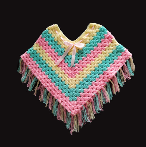 Multi-color Woolen Crochet Poncho Woolen Nivedita 
