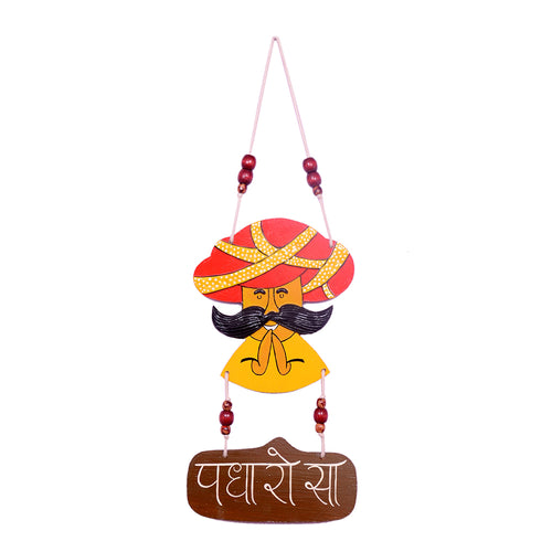 Handmade Welcome Hanging Signboard With Rajasthani Articulture