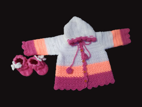 Woolen knitted shrug with booties Woolen Nivedita 